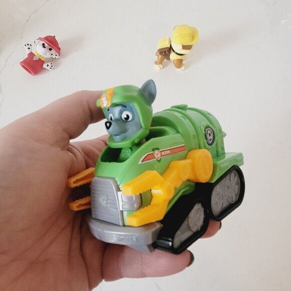 3 pc Lot Paw Patrol Sea Patrol Rocky Rescue Racers Rubble Action Marshall Puppet - Picture 5 of 13